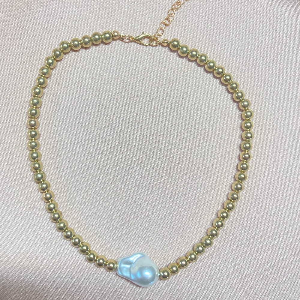 Gold Beads Baroque Necklace Choker - Picture 4 of 4